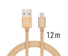 Swissten Textile Fast Charge 3A Lightning Data ir įkrovimo kabelis 1,2m