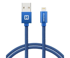 Swissten Textile Fast Charge 3A Lightning Data ir įkrovimo kabelis 2m