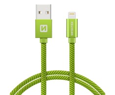 Swissten Textile Fast Charge 3A Lightning Data ir įkrovimo kabelis 2m
