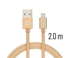 Swissten Textile Fast Charge 3A Lightning Data ir įkrovimo kabelis 2m