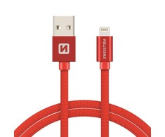 Swissten Textile Fast Charge 3A Lightning Data ir įkrovimo kabelis 3m