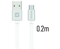 „Swissten Textile“ greito įkrovimo universalus „Micro USB“ duomenų ir įkrovimo laidas, 0,2 m