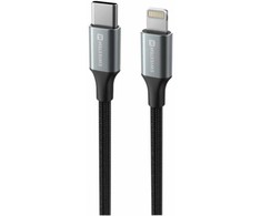 SWISSTEN TEXTILE II datový kabelis USB-C - Lightning 1.5m juoda