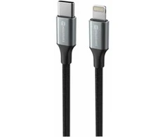 SWISSTEN TEXTILE II datový kabelis USB-C - Lightning 1.5m juoda