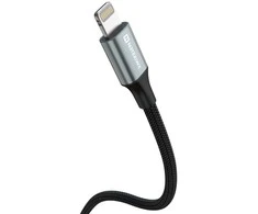 SWISSTEN TEXTILE II datový kabelis USB-C - Lightning 1.5m juoda