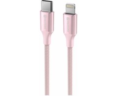 SWISSTEN TEXTILE II duomenų kabelis USB-C – žaibiškas 1,5 m rožinis