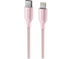 SWISSTEN TEXTILE II duomenų kabelis USB-C – žaibiškas 1,5 m rožinis