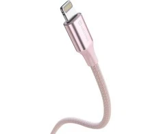 SWISSTEN TEXTILE II duomenų kabelis USB-C – žaibiškas 1,5 m rožinis