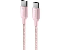 SWISSTEN TEXTILE II duomenų kabelis USB-C - USB-C 1,5 m rožinis