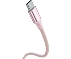 SWISSTEN TEXTILE II duomenų kabelis USB-C - USB-C 1,5 m rožinis