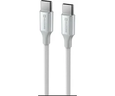 SWISSTEN TEXTILE II duomenų kabelis USB-C - USB-C 1,5 m baltas