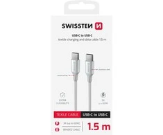 SWISSTEN TEXTILE II duomenų kabelis USB-C - USB-C 1,5 m baltas