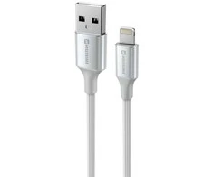 SWISSTEN TEXTILE II duomenų kabelis USB - Lightning 1,5m baltas