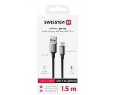 SWISSTEN TEXTILE II datový kabelis USB - Lightning 1.5m juoda
