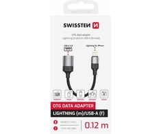 SWISSTEN TEXTILE OTG adaptér Lightning (M) na USB-A (F) 0.13m juoda