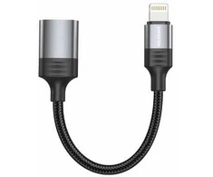 SWISSTEN TEXTILE OTG adaptér Lightning (M) na USB-A (F) 0.13m juoda
