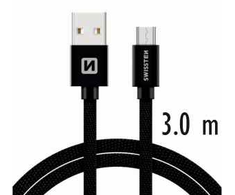 Swissten Textile Quick Charge Universalus Micro USB duomenų ir įkrovimo kabelis 3m