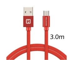 Swissten Textile Quick Charge Universalus Micro USB duomenų ir įkrovimo kabelis 3m