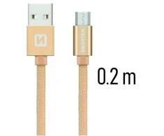 „Swissten Textile“ greito įkrovimo universalus „Micro USB“ duomenų ir įkrovimo laidas, 0,2 m
