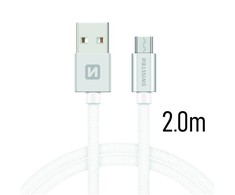 Swissten Textile Quick Charge Universalus Micro USB duomenų ir įkrovimo kabelis 2m