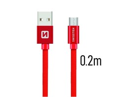 „Swissten Textile“ greito įkrovimo universalus „Micro USB“ duomenų ir įkrovimo laidas, 0,2 m
