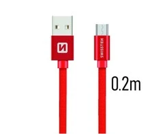„Swissten Textile“ greito įkrovimo universalus „Micro USB“ duomenų ir įkrovimo laidas, 0,2 m