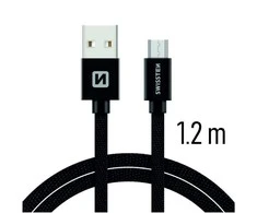 Kabelis / paskendimas USB / Micro USB 1,2 M Swissten - juoda