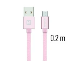 „Swissten Textile“ greito įkrovimo universalus „Micro USB“ duomenų ir įkrovimo laidas, 0,2 m