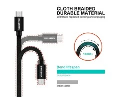 „Swissten Textile“ greito įkrovimo universalus „Micro USB“ duomenų ir įkrovimo laidas, 0,2 m