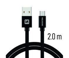 Swissten Textile Quick Charge Universalus Micro USB duomenų ir įkrovimo kabelis 2m
