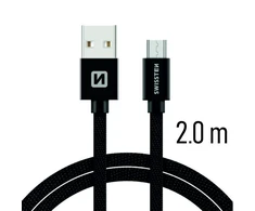 Swissten Textile Quick Charge Universalus Micro USB duomenų ir įkrovimo kabelis 2m
