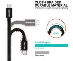 Swissten Textile Universalus Micro USB duomenų ir įkrovimo kabelis 1,2m