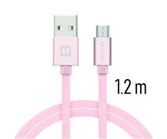 Swissten tekstylny USB - mikro USB 1.2m rožinė-auksinė