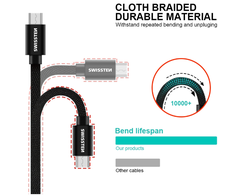 Swissten Textile Quick Charge Universalus Micro USB duomenų ir įkrovimo kabelis 2m
