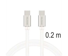 Swissten Textile Universal Quick Charge 3.1 USB-C / USB-C Data and Charging Cable 0.2m sidabrinis