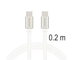 Swissten Textile Universal Quick Charge 3.1 USB-C / USB-C Data and Charging Cable 0.2m sidabrinis