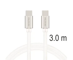 Swissten Swissten Textile Universal Quick Charge 3.1 USB-C / USB-C Data and Charging Cable 3m sidabrinis