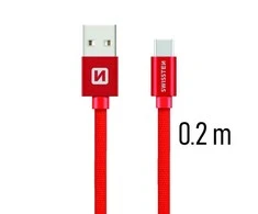 Swissten Textile Universal Quick Charge 3.1 USB-C duomenų ir įkrovimo laidas 20 cm