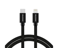 „Swissten Textile“ universalus greitas įkrovimas 3.1 USB-C su „Lightning Data“ ir 1,2 m įkrovimo laidas