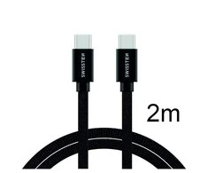 Swissten Textile Universal Quick Charge 3.1 USB-C į USB-C duomenų ir įkrovimo laidas 2m