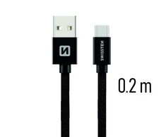 Swissten Textile Universal Quick Charge 3.1 USB-C duomenų ir įkrovimo laidas 20 cm