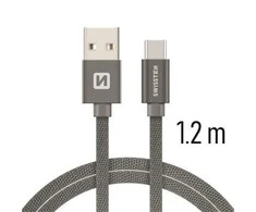 Swissten Textile Universal Quick Charge 3.1 USB-C duomenų ir įkrovimo laidas 1,2 m