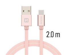 Swissten Textile Universal Quick Charge 3.1 USB-C duomenų ir įkrovimo laidas 2m