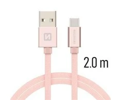 Swissten Textile Universal Quick Charge 3.1 USB-C duomenų ir įkrovimo laidas 2m