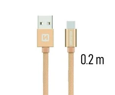 Swissten Textile Universal Quick Charge 3.1 USB-C duomenų ir įkrovimo laidas 20 cm