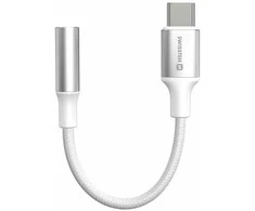 „Swissten Textile“ USB-C į 3,5 mm lizdą jungiantis garso adapteris, 15 cm