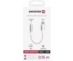 „Swissten Textile“ USB-C į 3,5 mm lizdą jungiantis garso adapteris, 15 cm