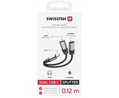 Swissten Textile USB-C / USB-C / Aux 3.5mm Charging Audio Adapteris 0.12m