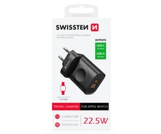 Swissten kelioninis įkroviklis USB-A / USB-C / iWatch