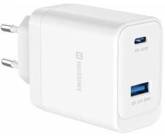 Swissten Travel Charger Core Gan USB-C PD 45W / USB-A QC 18W QC